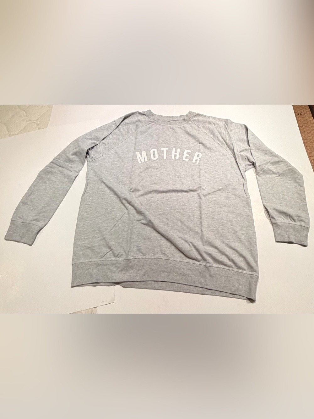 MOTHER Light Gray Crewneck Sweatshirt with White Logo Size: XL